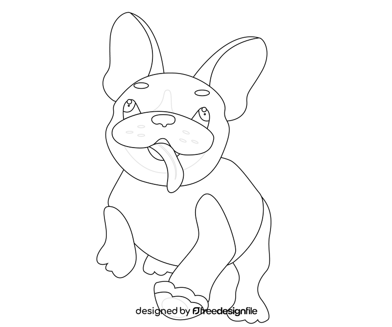 Cartoon pug dog black and white clipart