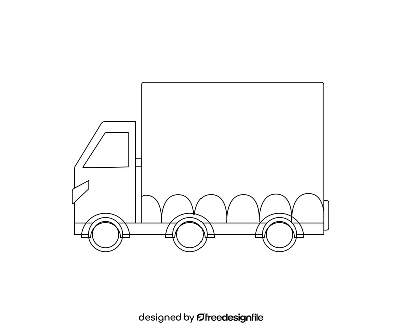 Truck cartoon black and white clipart