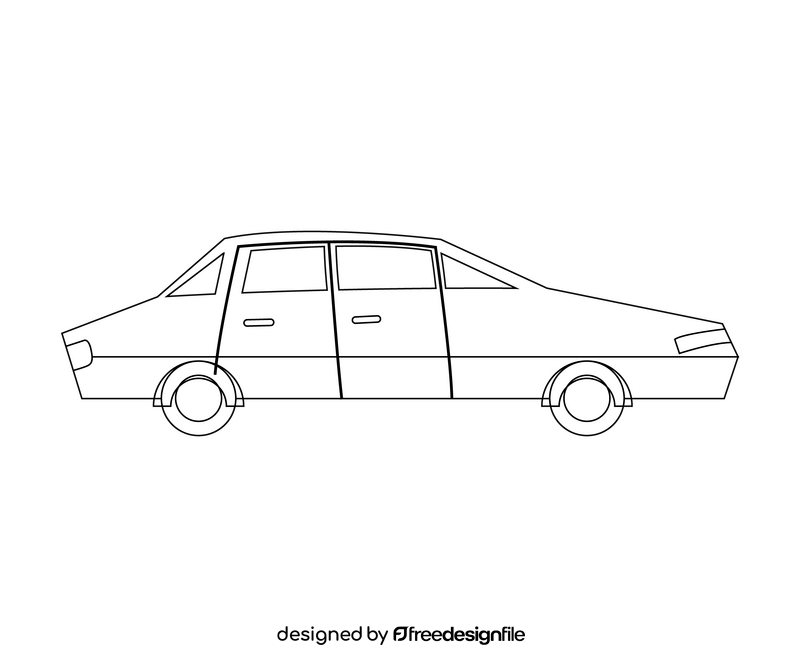 Cartoon car black and white clipart