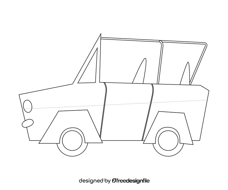 Car illustration black and white clipart