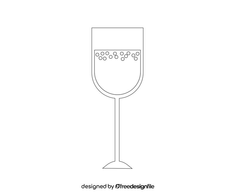 Champagne cocktail in a glass black and white clipart