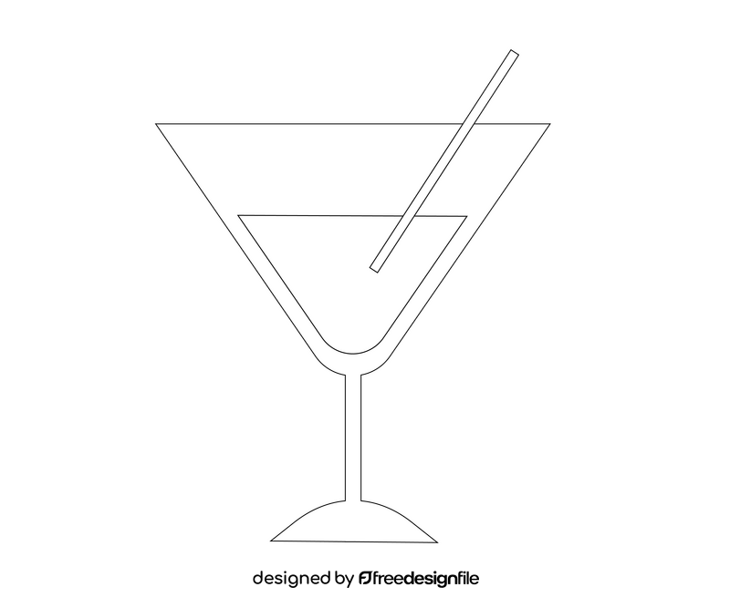 Cocktail with straws black and white clipart