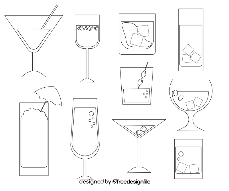 Cocktails black and white vector