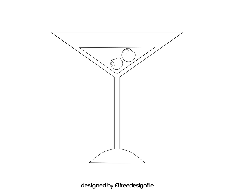 Red cocktail illustration black and white clipart