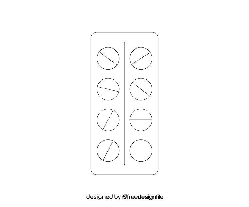 Medical tablets black and white clipart