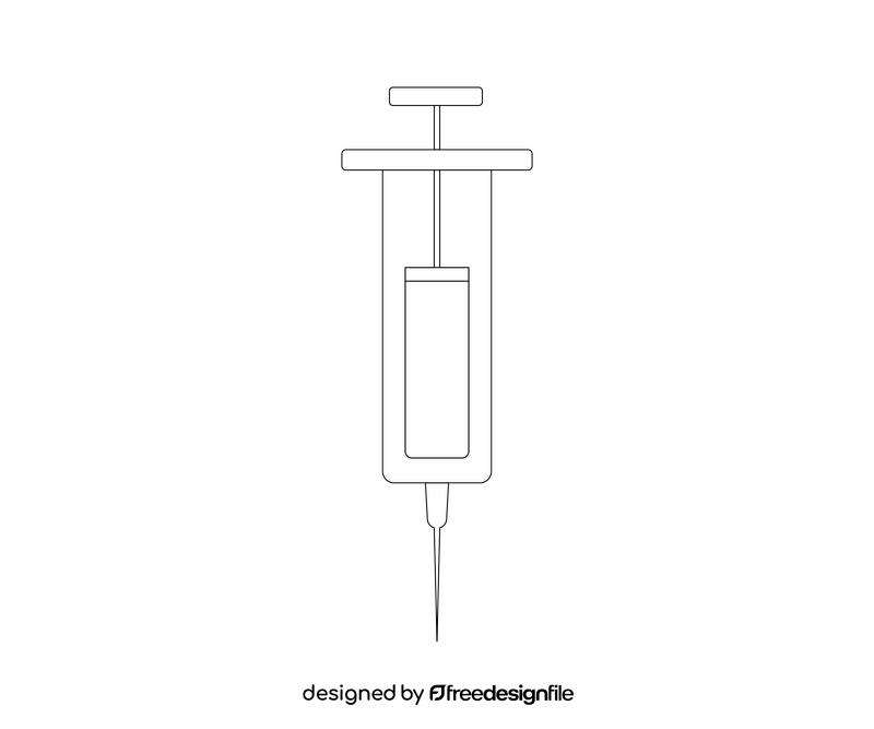 Blood in syringe cartoon black and white clipart