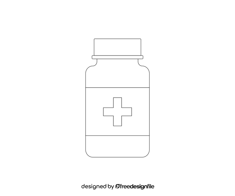 Cartoon vitamins black and white clipart