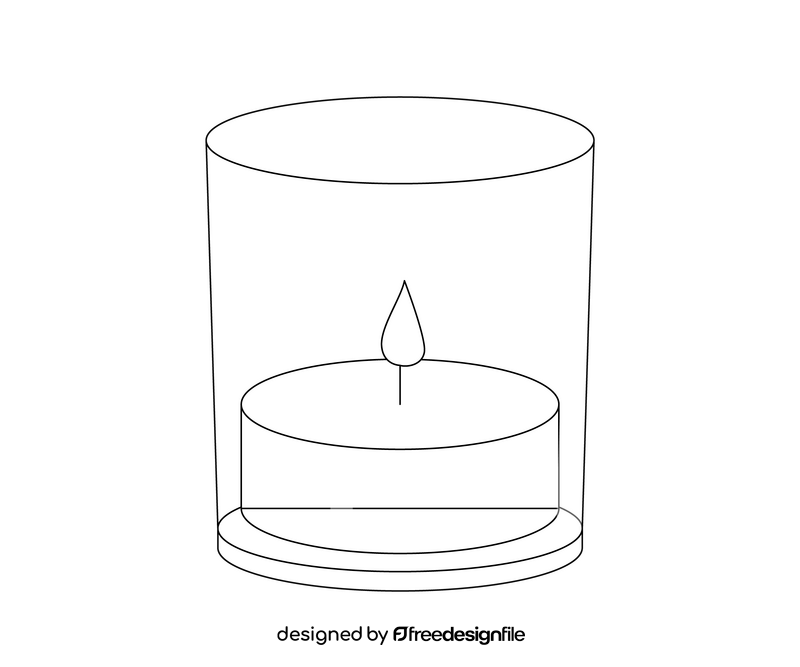 Cartoon candle in glass black and white clipart