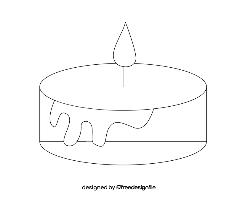 Cartoon candle black and white clipart