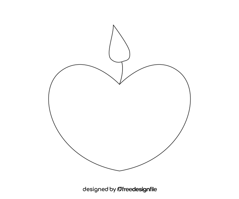 Heart shaped, romantic candle black and white clipart