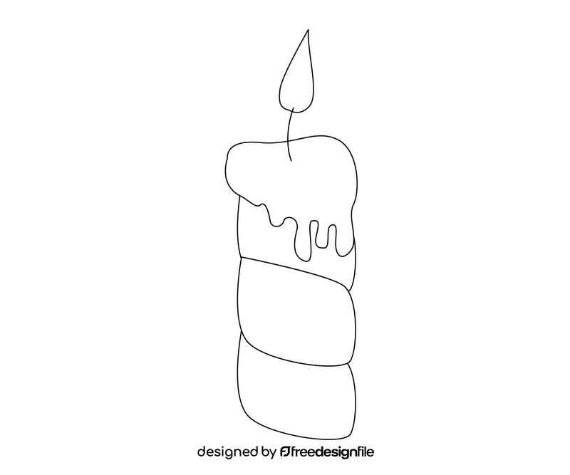 Candle cartoon black and white clipart