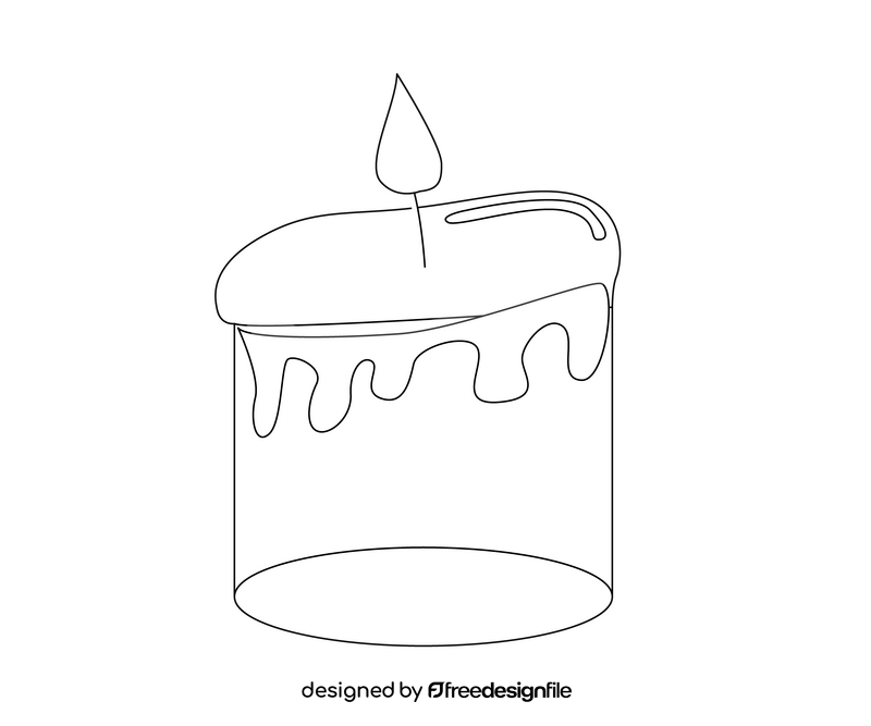 Candle cartoon black and white clipart