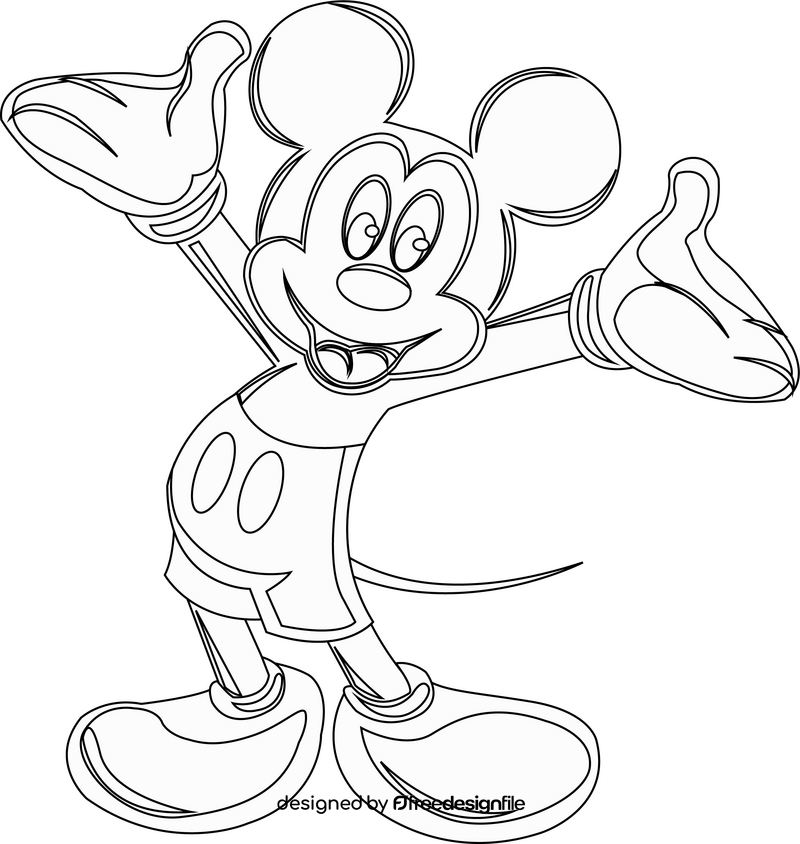 Mickey mouse drawing black and white clipart