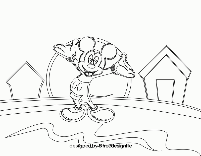 Mickey mouse drawing black and white vector
