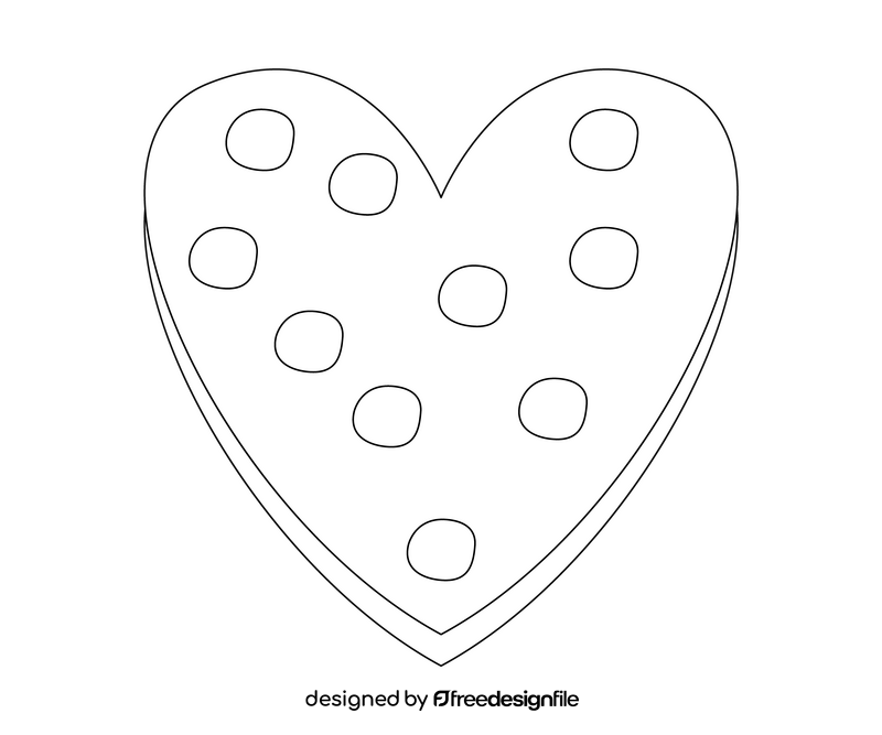 Heart cookie black and white clipart