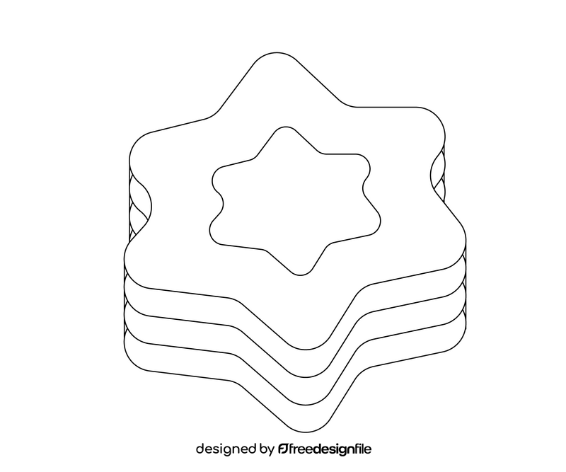 Star cookie with jam black and white clipart