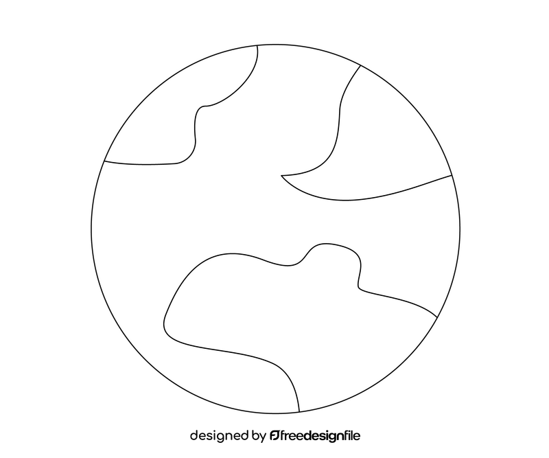 Earth planet illustration black and white clipart