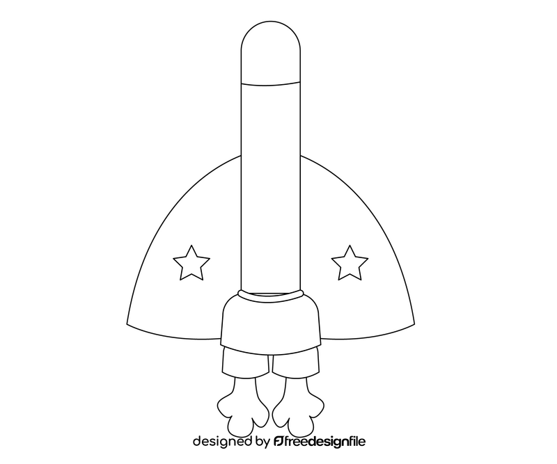 Free space rocket black and white clipart