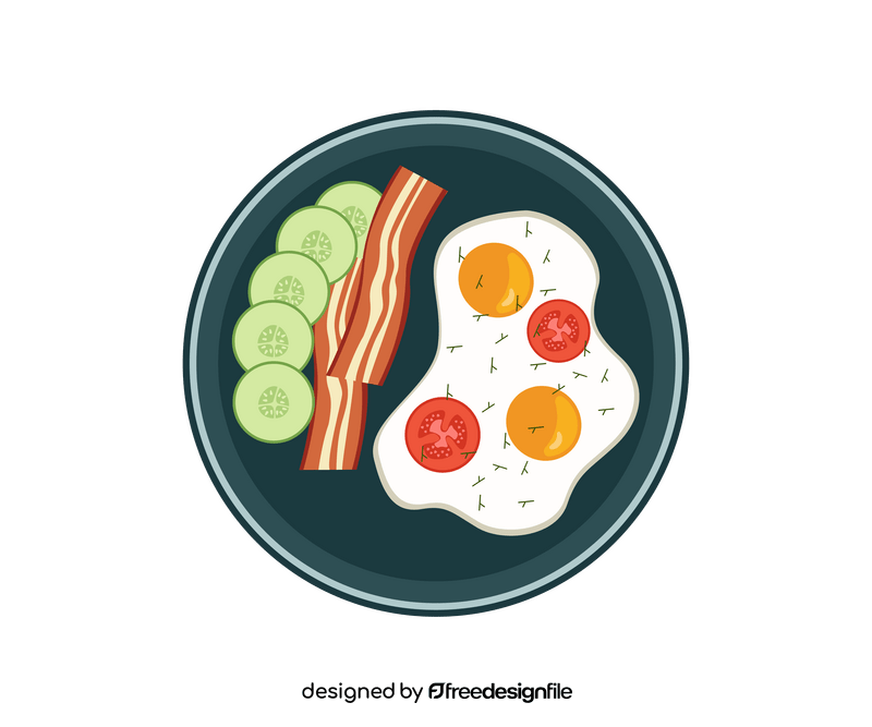 Cartoon breakfast with bacon and eggs clipart