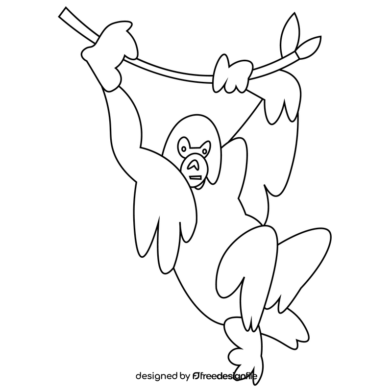 Orangutan climbing black and white clipart