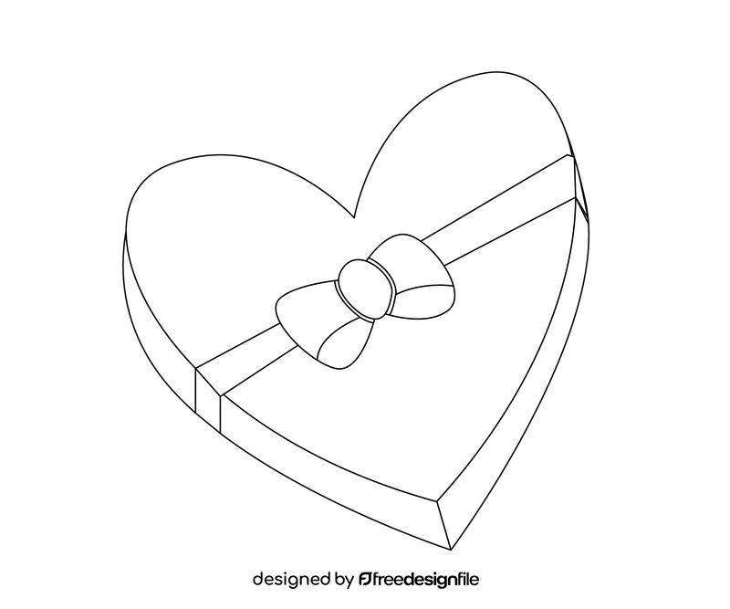 Heart shaped gift box black and white clipart