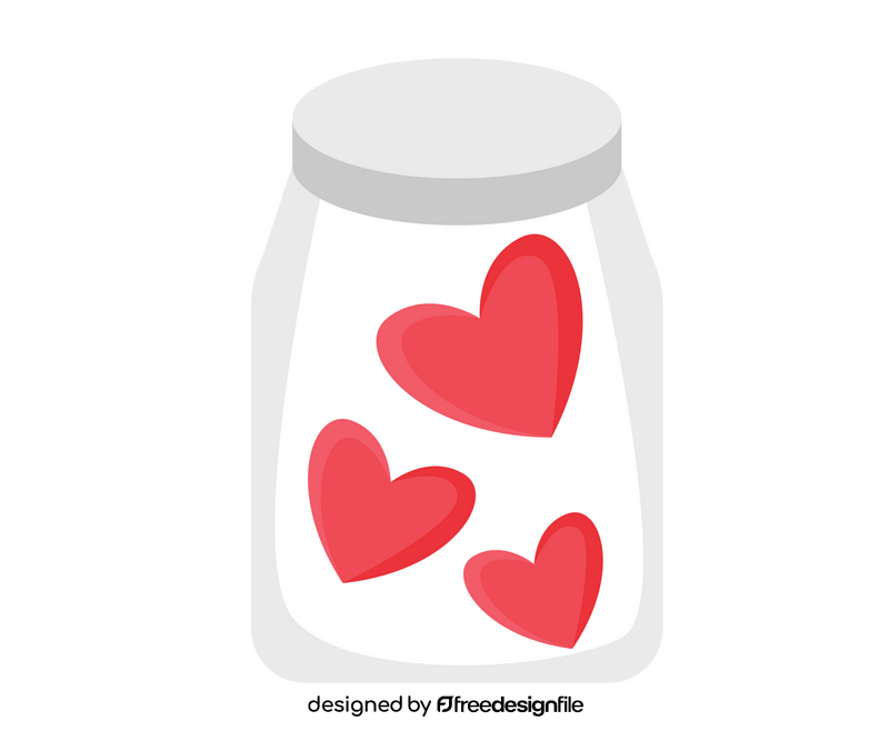 Glass jar with hearts illustration clipart
