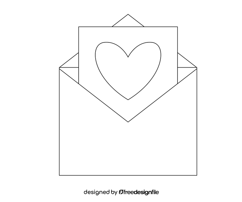 Romantic love letter drawing black and white clipart
