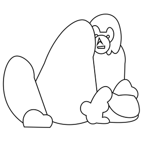 Orangutan sitting black and white clipart