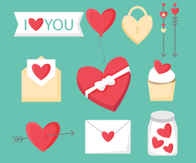 Romance, love elements vector