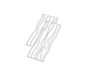 Cartoon bacon meat pieces black and white clipart