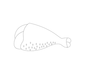 Chicken leg black and white clipart