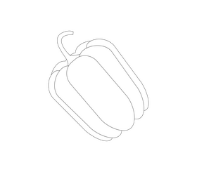 Red bell pepper cartoon black and white clipart