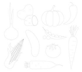 Vegetables black and white vector