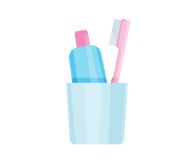 Glass for toothbrush and toothpaste clipart