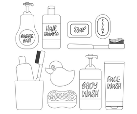 Hygiene items black and white vector