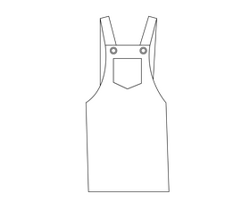 Girls overalls cartoon black and white clipart