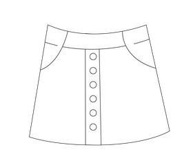 Cartoon skirt black and white clipart