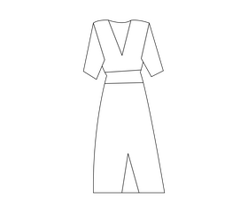 Long dress illustration black and white clipart