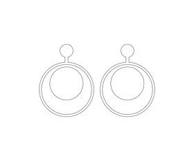 Beaded round earrings black and white clipart