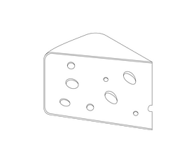 Cartoon cheese black and white clipart