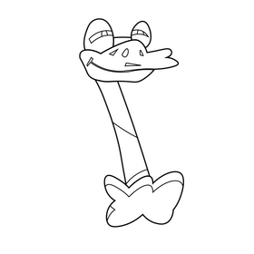 Cute ostrich smile black and white clipart