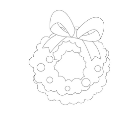 Christmas wreath illustration black and white clipart