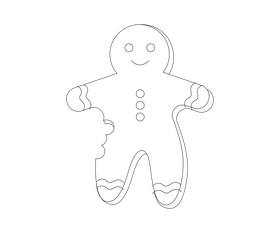 Cartoon gingerbread man black and white clipart