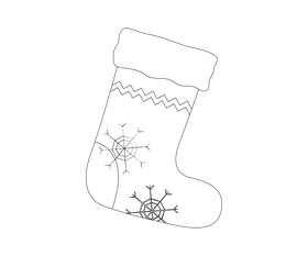 Cartoon Christmas boot black and white clipart