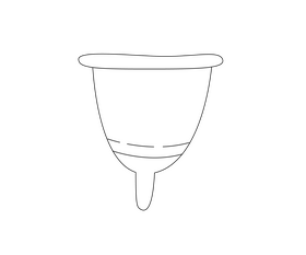 Cartoon menstrual cup black and white clipart