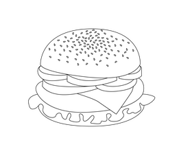 Free cheeseburger black and white clipart