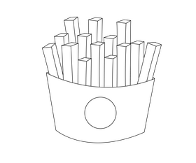 French fries drawing black and white clipart