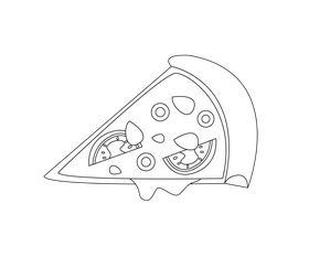 Pizza slice black and white clipart