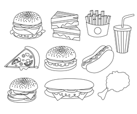 Fast food icons black and white vector free download