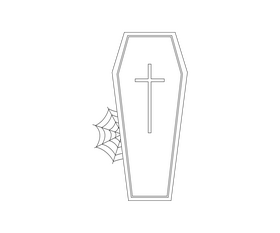 Halloween coffin illustration black and white clipart